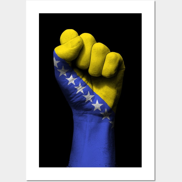 Flag of Bosnia and Herzegovina on a Raised Clenched Fist Wall Art by jeffbartels